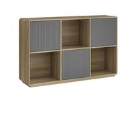Aparador bajo trömi 3 puertas push-to-open 75x120x30cm - efecto roble/gris [en.casa]
