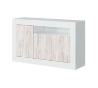 Habitdesign Aparador 3 Puertas, Buffet para Salon, Armario Auxiliar, Modelo Baltik, Acabado en Color Blanco Artik y Blanco Velho, Medidas: 144 cm (Ancho) x 87 cm (Alto) x 42 cm (Fondo)