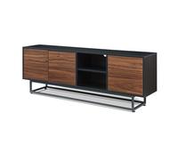 Aparador boxholm con 3 puertas 160x30x57 cm - negro/efecto nogal [en.casa]