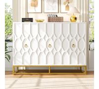 Aparador, buffet, gabinetes, comedor, salón, armarios de almacenamiento, armarios estampados, armarios independientes, muebles de cocina, aparador con patas de hierro estables (blanco, 120 × 40 × 85