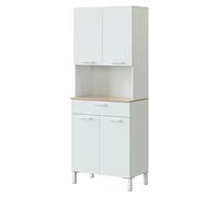 Aparador buffet Kira (L x An x Al: 40 x 72 x 186 cm, Blanco Artik/Roble Canadian, Número de cajones: 1 ud., Número de puertas: 4 ud.)