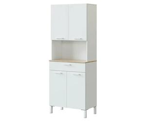 Aparador buffet Kira (L x An x Al: 40 x 72 x 186 cm, Blanco Artik/Roble Canadian, Número de cajones: 1 ud., Número de puertas: 4 ud.)