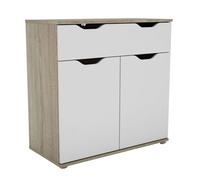 Aparador, buffet salón 2 puertas 1 cajón parc comedor roble sonoma y blanco mate 80x79x38 cm
