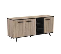 Aparador comedor wayne color roble y negro 161x44x73 44 cm