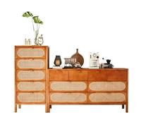 Aparador Cómoda de Madera para el hogar, gabinete de Almacenamiento con cajones de ratán Simple y Moderno, gabinete de Almacenamiento de Madera Creativo, gabinete Buffet con Almacenamiento (Color: caj