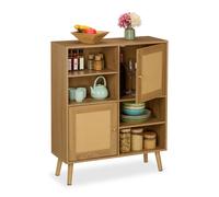 Aparador Cómoda pasillo Mueble salón Mueble auxiliar con 2 puertas Estilo ratán