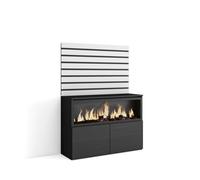 Aparador, con almacenamiento, 107x35x145 cm, dormitorio, habitación, chimenea eléctrica xxl, estilo moderno, blanco