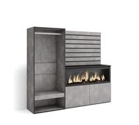 Aparador | con almacenamiento | 167x145x35 cm | dormitorio, habitación | chimenea eléctrica xxl | vestidor abierto | estilo moderno | cemento