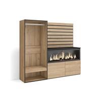 Aparador | con almacenamiento | 167x145x35 cm | dormitorio, habitación | chimenea eléctrica xxl | vestidor abierto | estilo moderno | roble
