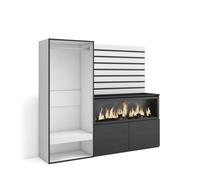 Aparador | con almacenamiento | 167x145x35 cm | dormitorio, habitación | chimenea eléctrica xxl | vestidor abierto | estilo moderno | blanco