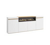 Aparador con chimenea integrada en roble arena y blanco 203 cm kavos blanco - roble arena 203 x 75 x 34,6 cm