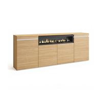 Aparador con chimenea integrada en roble arena y blanco 203 cm kavos roble arena- blanco 203 x 75 x 34,6 cm