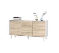 Aparador con gran espacio de almacenamiento en blanco brillo y roble canadian 154 cm niva blanco brillo - roble canadian 154 x 75 x 41 cm