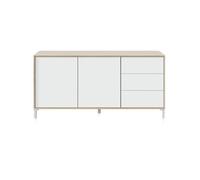 Aparador con gran espacio de almacenamiento en blanco mate y roble canadian 154 cm lea blanco artik (blanco mate) - roble canadian 154 x 74 x 41 cm