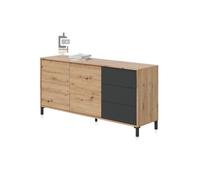 Aparador con gran espacio de almacenamiento en gris antracita y roble nodi 154 cm lea gris antracita - roble nodi 154 x 74 x 41 cm