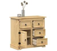 Aparador Corona de 80 x 40 x 75 cm, madera maciza de pino, armarios y aparadores de almacenamiento