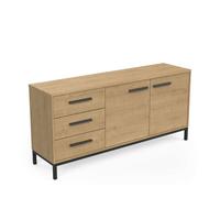 Aparador craft 2 puertas 3 cajones en roble y negro 72x40x153cm 72 cm