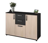 Aparador dark comedor moderno roble brooklyn y negro stipple 119x40 cm