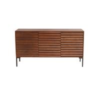 Aparador de 3 puertas de madera oscura maciza de mango y metal negro 140 cm ONDA