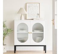Aparador de almacenaje Elegante - Gabinete Buffet de Madera con Puertas de Vidrio y estantes - Mueble Auxiliar y Vitrina para Entrada, Comedor, Sala o Cocina