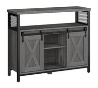VASAGLE Aparador, Armario de Cocina, Armario de Almacenamiento, con 2 Puertas Correderas, 33 x 100 x 80 cm, Estantes Ajustables, para Salón, Gris Ahumado y Negro Tinta LSC092B04