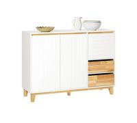 Aparador de cocina recibidor buffet para entrada salón comedor con 3 puertas y 2 cajones 120 x 40 x 90 cm blanco fsb75-wn sobuy
