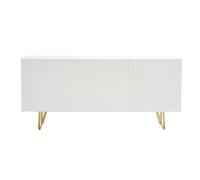 Miliboo OZEN - Aparador (3 puertas, 160 cm, color blanco y dorado