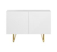 Aparador de diseño blanco y dorado con 2 puertas 107 cm OZEN