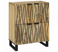Aparador de madera maciza de mango con 4 puertas, diseño rústico, armario de almacenamiento para salón, comedor u oficina, marrón, 60 W x 33D x 75 H cm