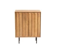 Aparador de madera maciza de mango con grabados y metal negro, 2 puertas 70 cm AGRA