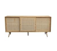 Aparador de madera maciza de mango y caña de ratán con 3 puertas correderas 180 cm ACANGE