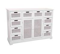 Aparador de madera y rejilla blanco 113x33x78.5