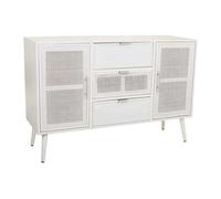 Aparador de madera y rejilla blanco 120x40.5x81