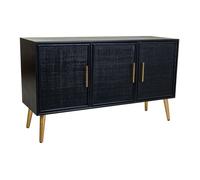 Aparador de madera y rejilla lacado negro 120x41,5x71