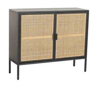 Aparador de metal y madera 2 puertas, negro100x32x85h cm