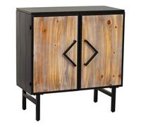 Aparador de metal y madera 2 puertas, negro75x35x81h cm
