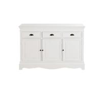 Aparador de pino y MDF blanco mate de 131 cm