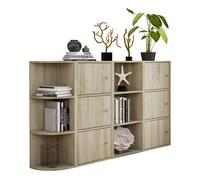 Aparador de salón comedor plea en blanco o roble sonoma con 6 puertas y 6 estantes 155x92x29 cm