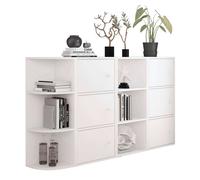 Aparador de salón comedor plea en blanco o roble sonoma con 6 puertas y 6 estantes 155x92x29 cm