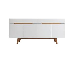 Aparador escandinavo blanco brillante y fresno 180cm MELKA