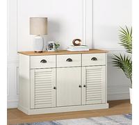 Aparador genérico con cajones de madera maciza de pino blanco, 113 x 40 x 75 cm, amplio armario de almacenamiento con compartimientos, asas metálicas, mueble auxiliar para sala de estar o cocina