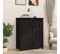 Aparador genérico negro 83 x 41,5 x 100 cm de madera maciza de pino, armario bajo estilo granja con 4 compartimentos de almacenamiento, mueble rústico moderno para sala de estar