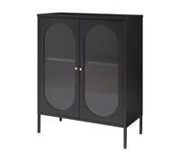 Aparador karlskrona con 2 puertas acero/cristal 102x80x40 cm - negro mate [en.casa]