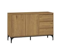 Aparador kistiandi con 3 cajones 77x120x40 cm - efecto roble, oscuro [en.casa]