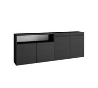 Aparador kroma 4 puertas con estante a la izquierda negro 75x203x34,6 cm
