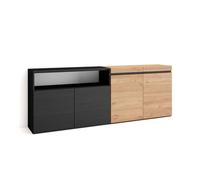 Aparador kroma 4 puertas con estante a la izquierda negro/roble 75x203x34,6 cm