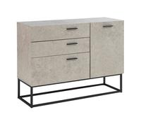 [en.casa] Aparador Lavangen Mueble de Salón con 3 Cajones y 1 Estante Regulable en Altura Estructura de Metal 75 x 100 x 35 cm - Efecto hormigón