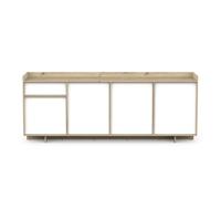 Aparador lead 1 cajón 4 puertas 3 estantes roble artisan y blanco melamina 210 cm salón moderno 210 cm