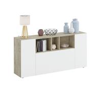 Habitdesign Aparador 3 Puertas, Bueffet para salón, Armario Auxiliar, Modelo Loira, Acabado en Roble Alaska y Blanco Artik, Medidas: 150 cm (Ancho) x 76 cm (Alto) x 41 cm (Fondo)