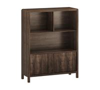 [en.casa] Aparador Alto Lukkodso con Compartimentos Mueble Auxiliar con 2 Puertas Variables Rectangular Armario Multiusos 103 x 80 x 28 cm - Efecto Nogal
